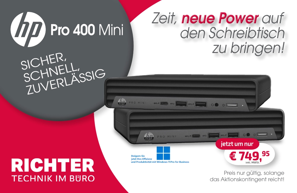 HP Pro 400 Mini PC um nur € 749,95